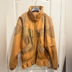 Vintage 80’s Retro Patchwork Leather Bomber Jacket